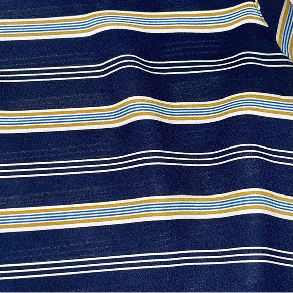 Ann Taylor’s Navy Ercu Mustard Striped Sleeveless Blouse Sz SP - Picture 4 of 5